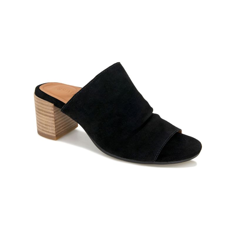 Gentle Souls Kenneth Cole Womens Black Chas Open Slip On Heeled Sandal 6 M